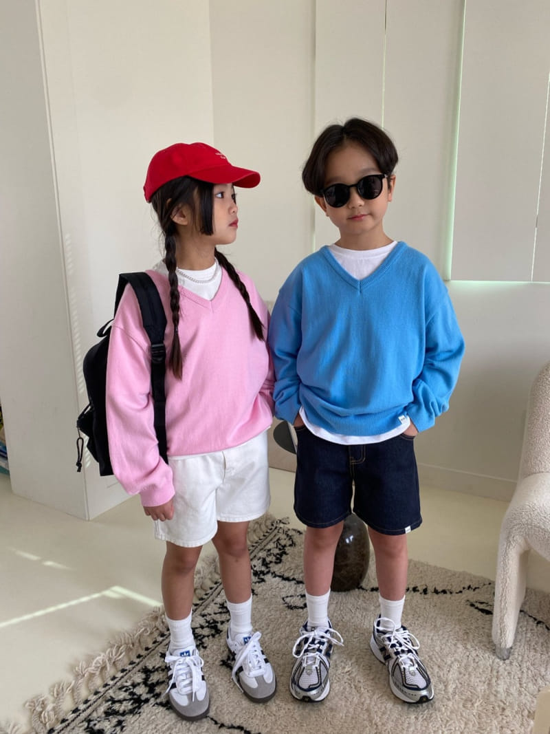 Our - Korean Children Fashion - #magicofchildhood - Kerry V Neck Knit Tee - 3