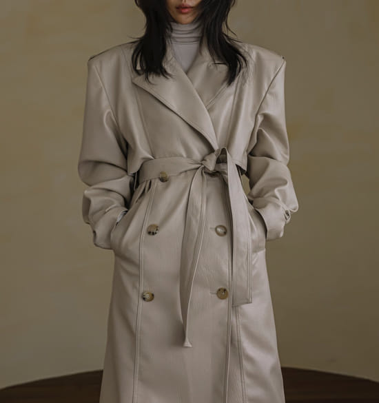 Paper Moon - Korean Women Fashion - #momslook - Oversize Leather Coat - 11