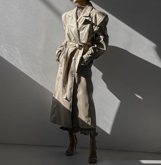 Paper Moon - Korean Women Fashion - #momslook - Oversize Leather Coat - 7