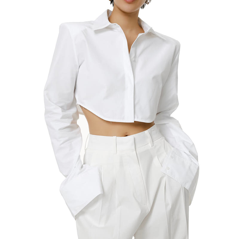 Paper Moon - Korean Women Fashion - #momslook - Shoulder Padded Shirt