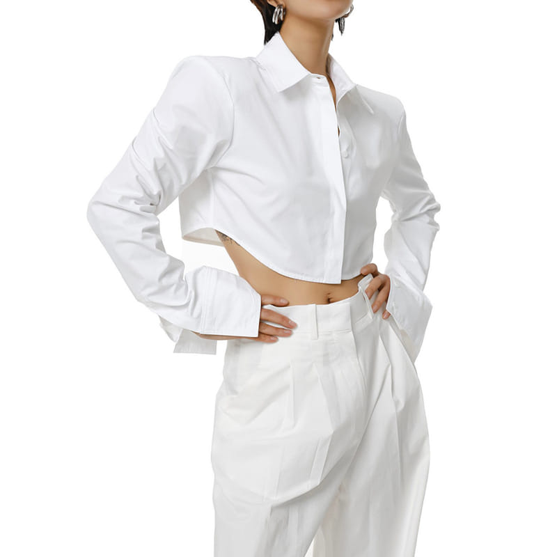 Paper Moon - Korean Women Fashion - #momslook - Shoulder Padded Shirt - 3