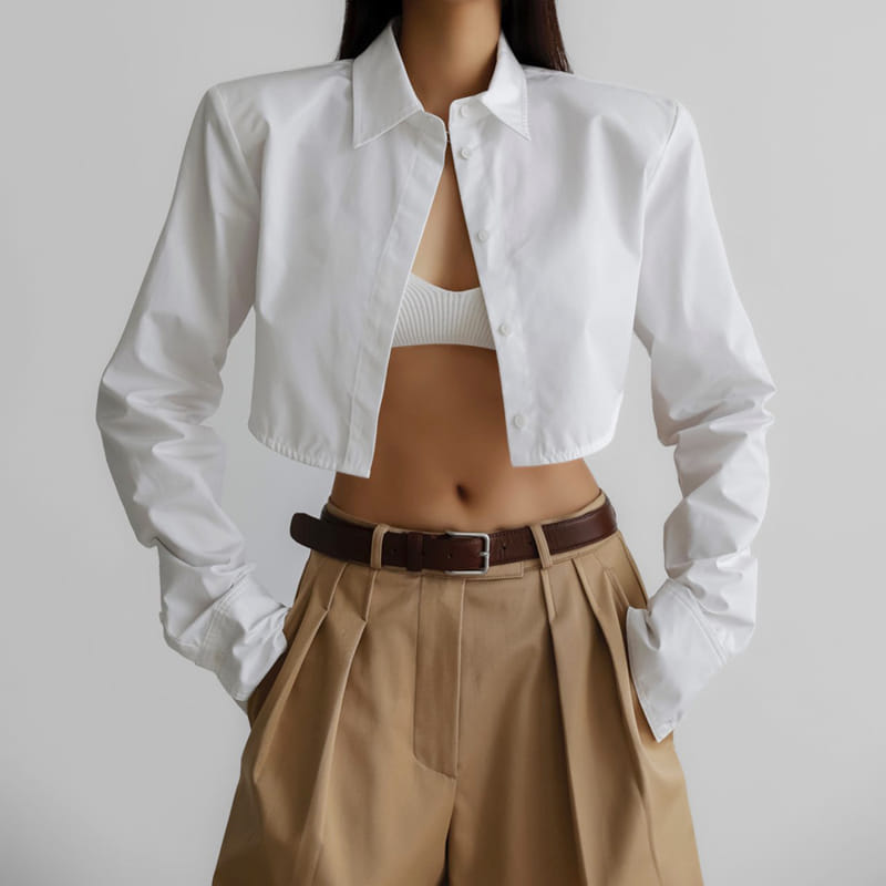 Paper Moon - Korean Women Fashion - #momslook - Shoulder Padded Shirt - 5