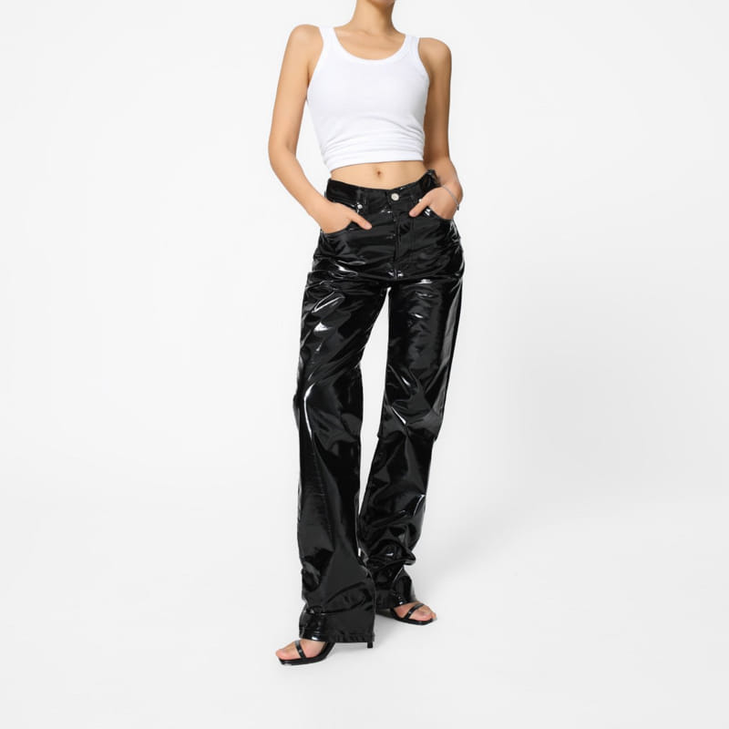 Paper Moon - Korean Women Fashion - #momslook - Patent Leather Straight Pants - 8