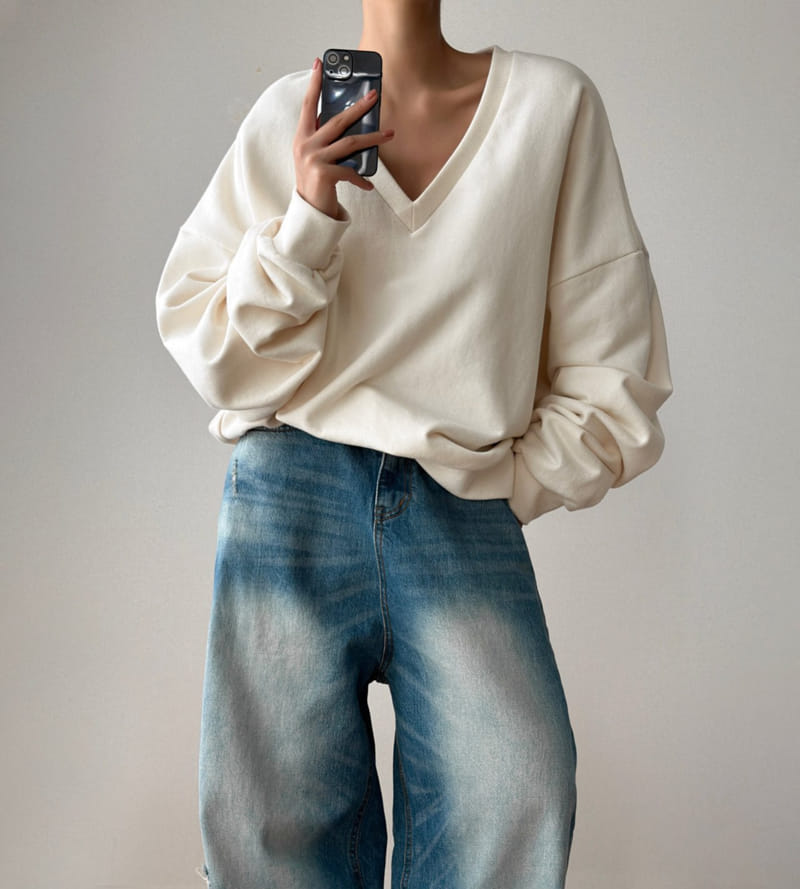 Paper Moon - Korean Women Fashion - #womensfashion - V Neck Sweatshirt - 4
