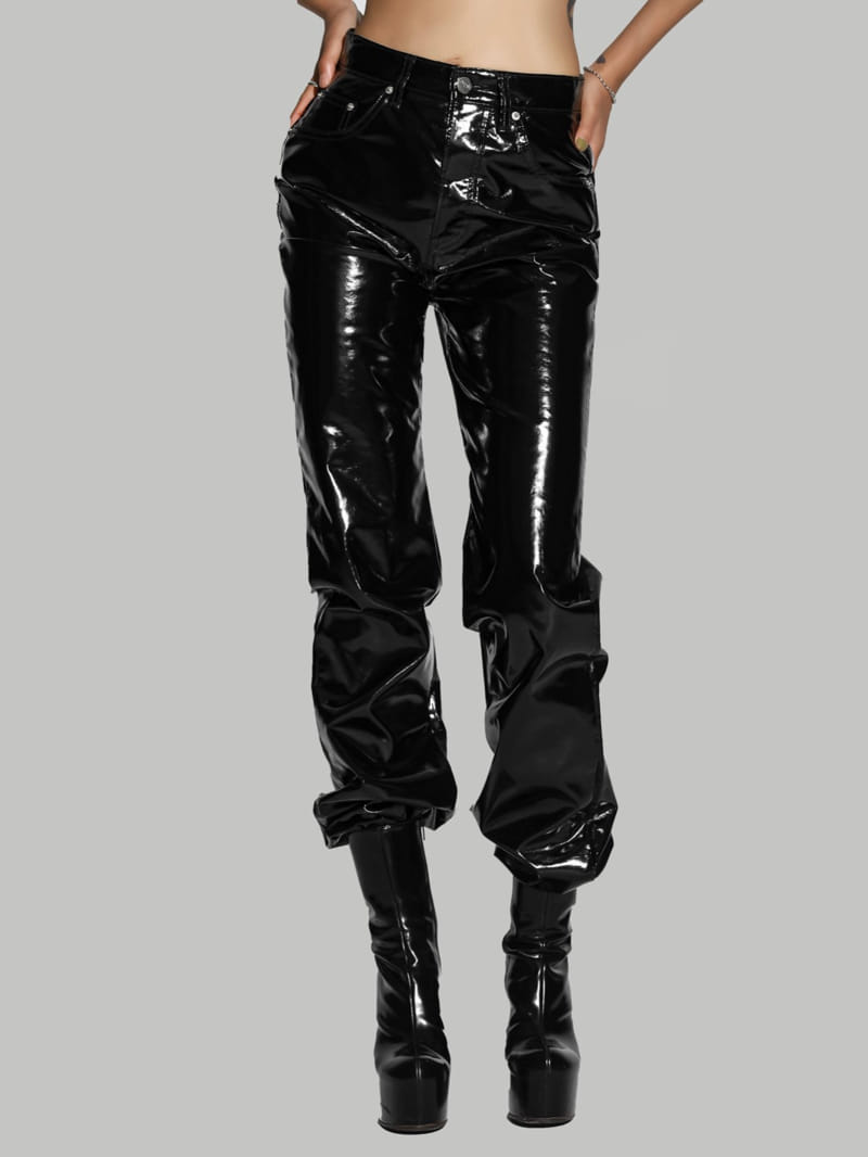 Paper Moon - Korean Women Fashion - #romanticstyle - Patent Leather Straight Pants - 2