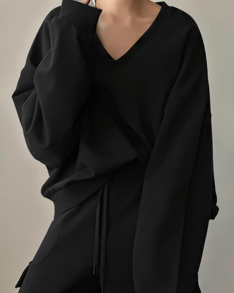 Paper Moon - Korean Women Fashion - #romanticstyle - V Neck Sweatshirt - 12
