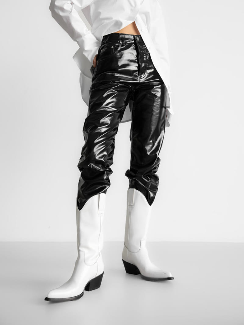 Paper Moon - Korean Women Fashion - #shopsmall - Patent Leather Straight Pants - 4