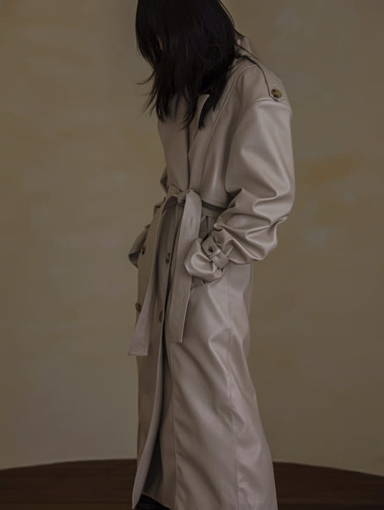 Paper Moon - Korean Women Fashion - #womensfashion - Oversize Leather Coat - 10