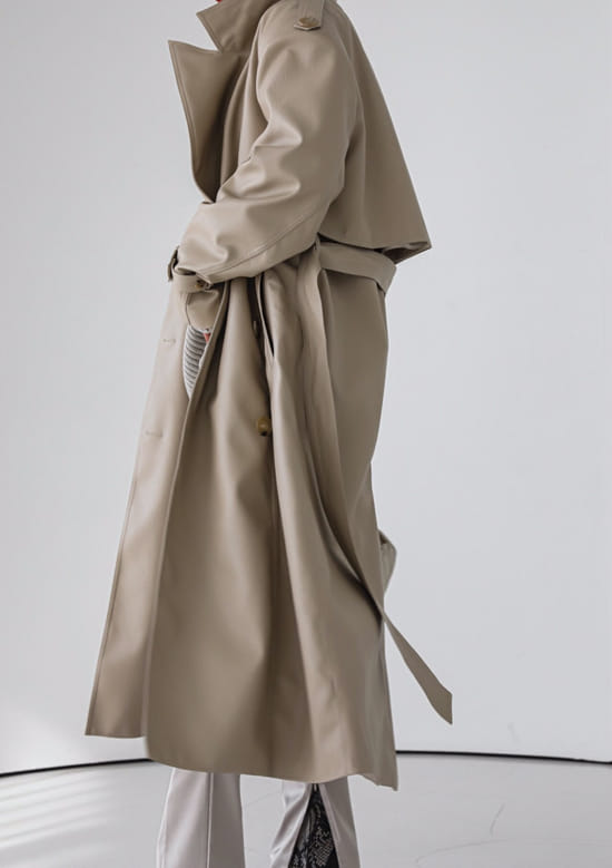 Paper Moon - Korean Women Fashion - #womensfashion - Oversize Leather Coat - 6