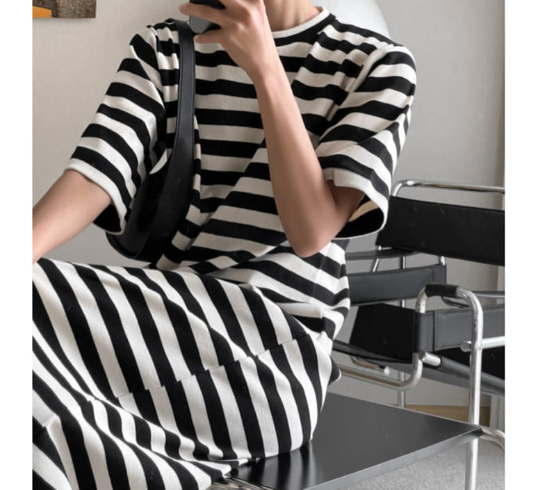 Paper Moon - Korean Women Fashion - #womensfashion - Stripes One-piece - 2