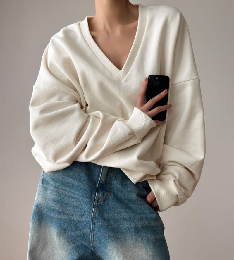 Paper Moon - Korean Women Fashion - #womensfashion - V Neck Sweatshirt - 3