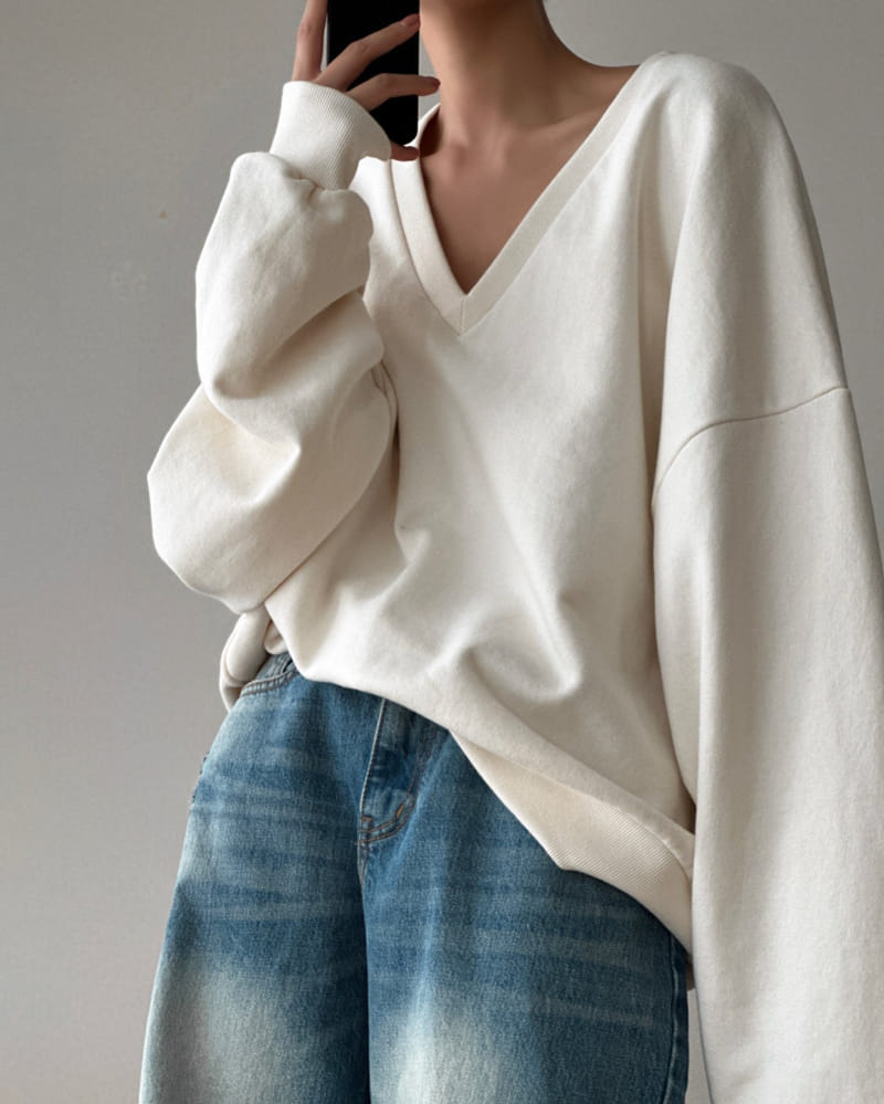 Paper Moon - Korean Women Fashion - #womensfashion - V Neck Sweatshirt - 7