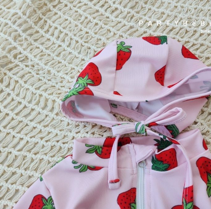 Party Kids - Korean Baby Fashion - #onlinebabyshop - Strawberry Rashguard Hat Set - 4