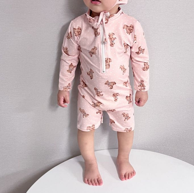 Party Kids - Korean Baby Fashion - #babyboutiqueclothing - Bear Rashgiard Hat Set - 7