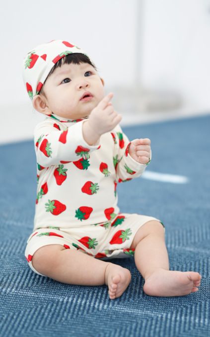 Party Kids - Korean Baby Fashion - #babyfashion - Strawberry Rashguard Hat Set - 8