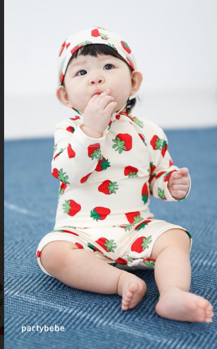 Party Kids - Korean Baby Fashion - #babygirlfashion - Strawberry Rashguard Hat Set - 10