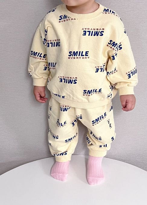 Party Kids - Korean Baby Fashion - #babyootd - Smile Top Bottom Set - 2