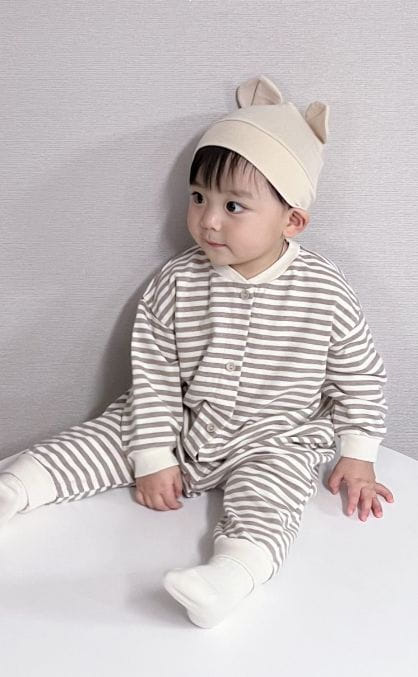 Party Kids - Korean Baby Fashion - #babyootd - Merba Open Bodysuit with Hat - 8