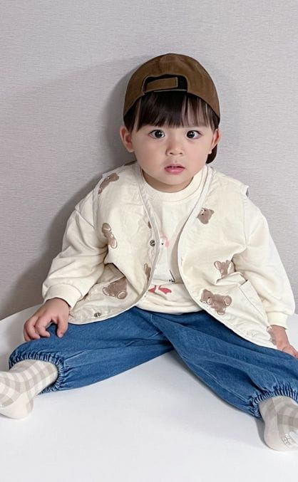 Party Kids - Korean Baby Fashion - #babyoutfit - Bear Reversible Vest - 5