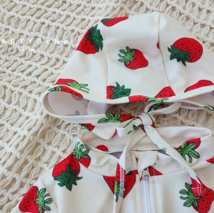 Party Kids - Korean Baby Fashion - #babywear - Strawberry Rashguard Hat Set