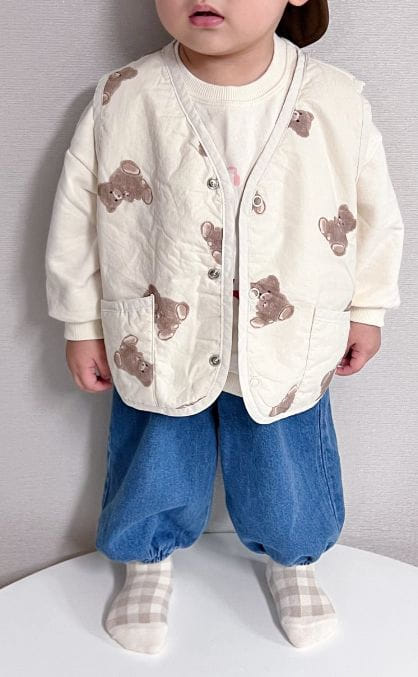 Party Kids - Korean Baby Fashion - #babywear - Bear Reversible Vest - 7