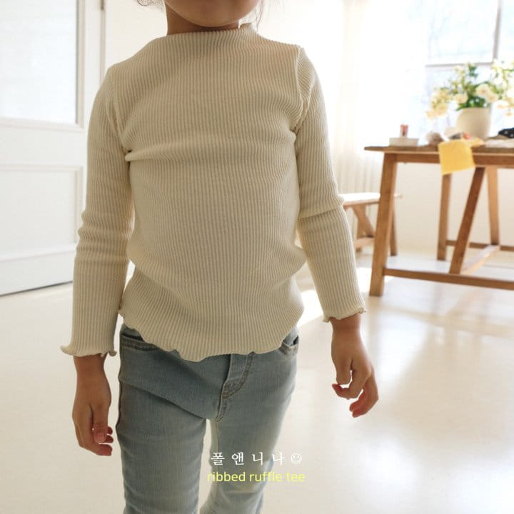 Paul & Nina - Korean Children Fashion - #toddlerclothing - Rib Ruffle Tee - 8