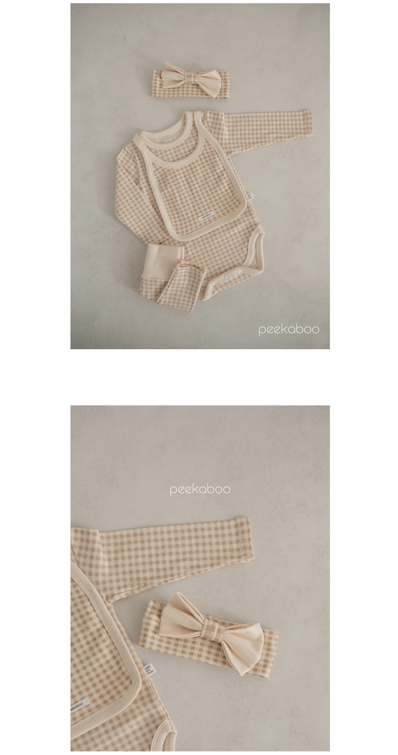 Peekaboo - Korean Baby Fashion - #babygirlfashion - Check Bodysuit Set - 3
