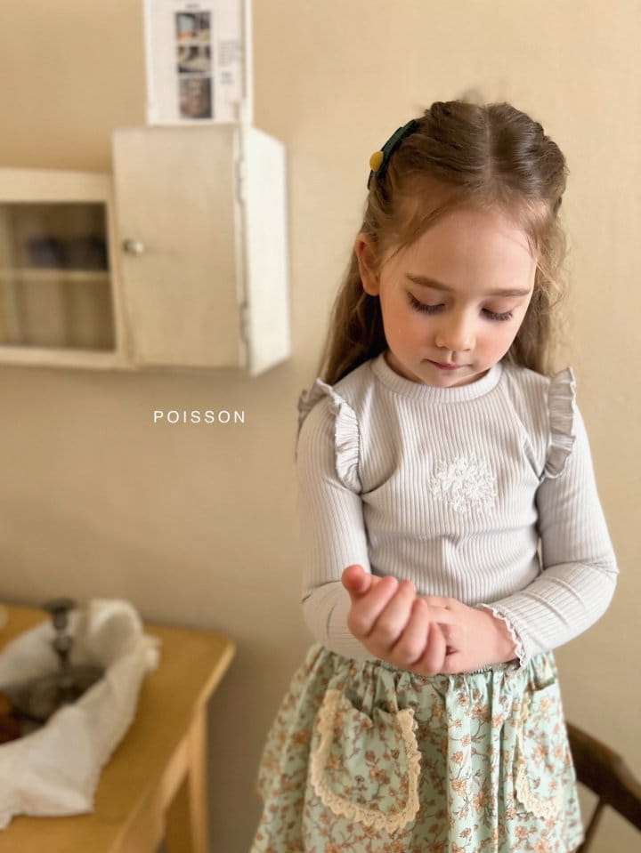 Poisson - Korean Children Fashion - #childrensboutique - Frill Embrodiery Tee - 7