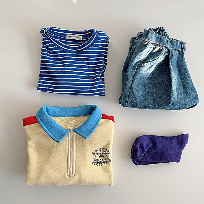 Popochichi - Korean Children Fashion - #discoveringself - Blue Stripes Tee - 4