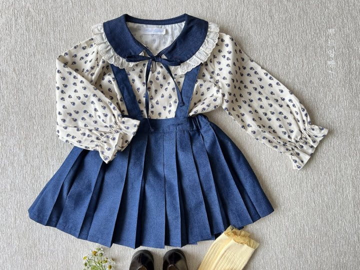 Pourenfant - Korean Children Fashion - #kidsstore - Aroa Denim Pleats Skirt