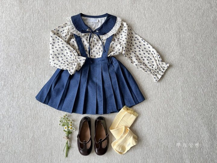 Pourenfant - Korean Children Fashion - #Kfashion4kids - Aroa Denim Pleats Skirt - 4