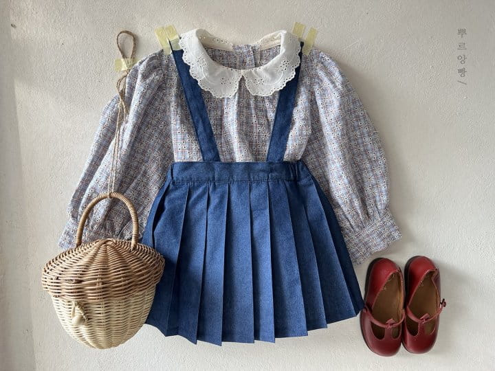 Pourenfant - Korean Children Fashion - #prettylittlegirls - Aroa Denim Pleats Skirt - 7