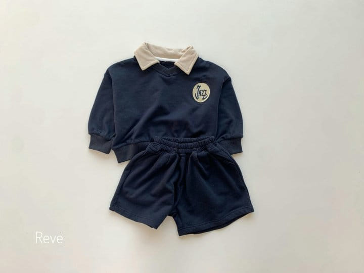 Reve Kid - Korean Children Fashion - #toddlerclothing - Collar Sweatshirt Top Bottom Set