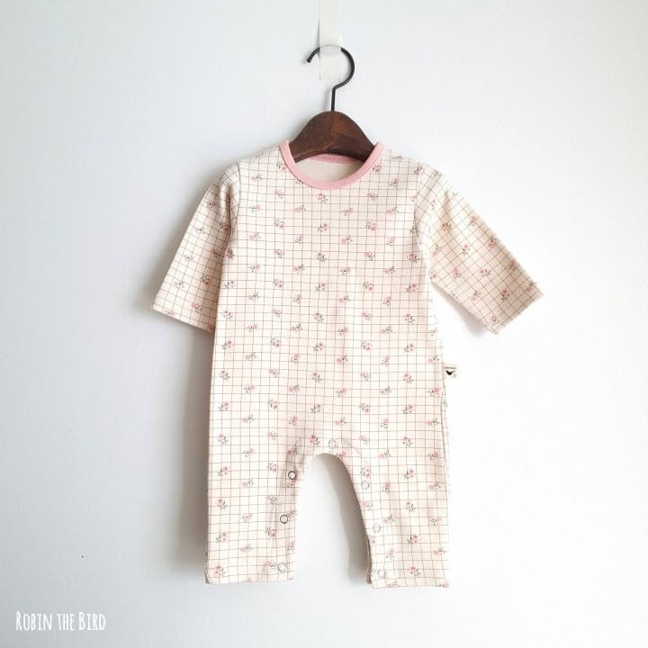 Saerobin - Korean Baby Fashion - #babyootd - Check Flower Bodysuit - 2