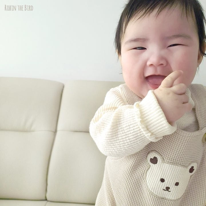 Saerobin - Korean Baby Fashion - #babywear - Waffle Dungarees Bodysuit - 3