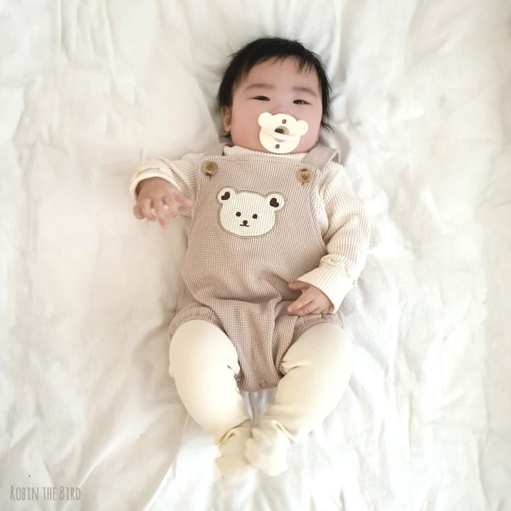 Saerobin - Korean Baby Fashion - #babywear - Waffle Dungarees Bodysuit - 4