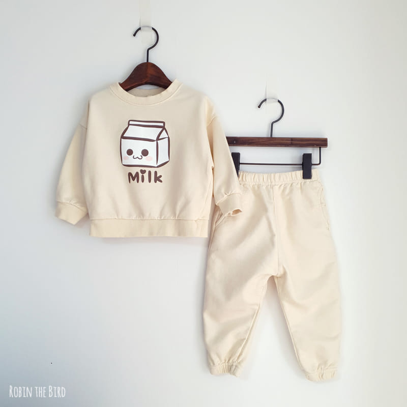 Saerobin - Korean Children Fashion - #Kfashion4kids - Milk Sweatshirt Top Bottom Set
