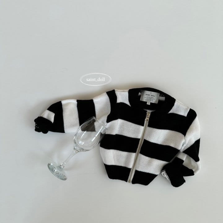 Saint Doll - Korean Children Fashion - #childrensboutique - Strips Knit Zip-up - 2