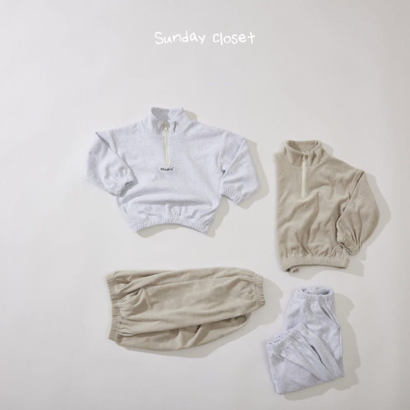 Sunday Closet - Korean Children Fashion - #designkidswear - Studio Terry Top Bottom Set - 8
