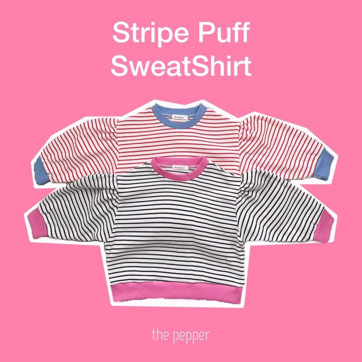 The Pepper - Korean Children Fashion - #Kfashion4kids - Stripes Waffle Sweatshirt with Mom