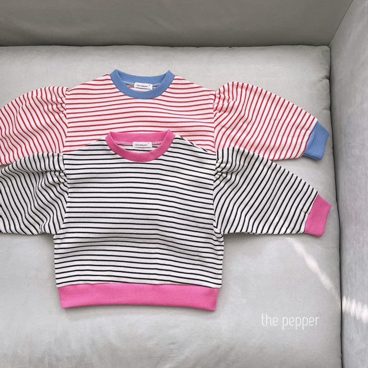 The Pepper - Korean Children Fashion - #magicofchildhood - Stripes Waffle Sweatshirt with Mom - 3