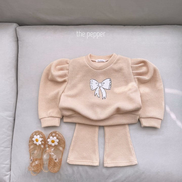 The Pepper - Korean Children Fashion - #toddlerclothing - Ribbon Puff Knit Top Bottom Set - 11