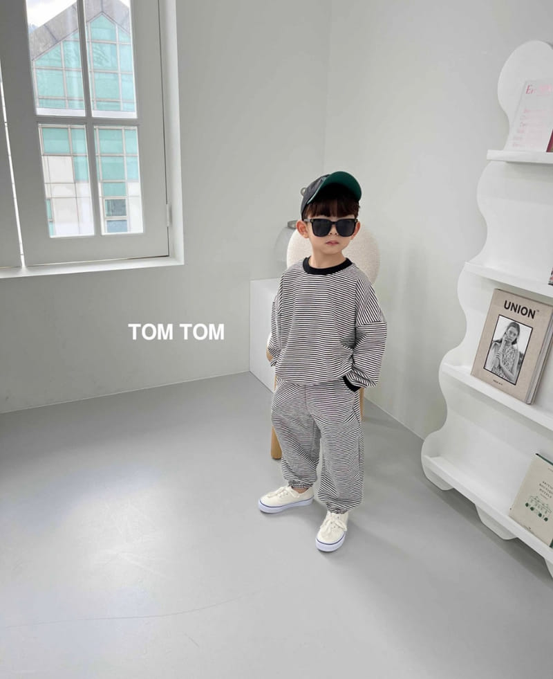 Tom Tom - Korean Children Fashion - #kidsshorts - Pastel Stripes Top Bottom Set