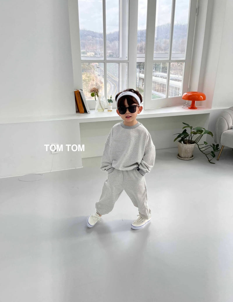 Tom Tom - Korean Children Fashion - #kidzfashiontrend - Pastel Stripes Top Bottom Set - 3