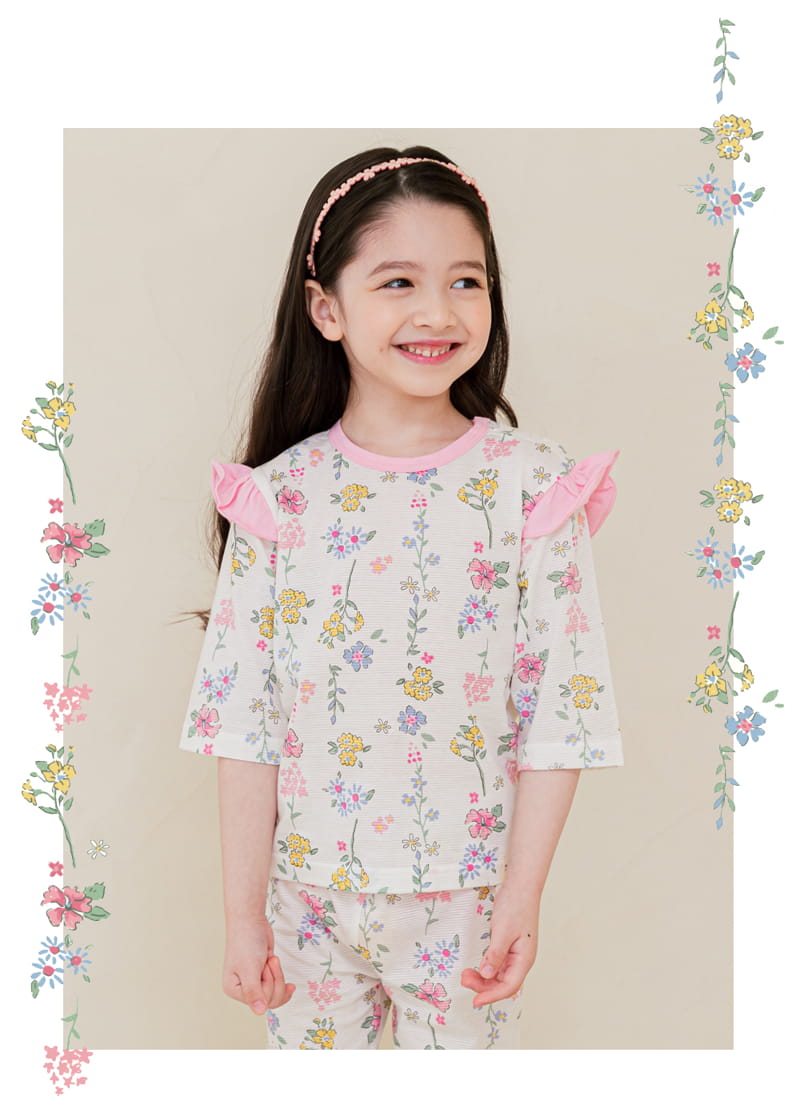 Ttasom - Korean Children Fashion - #designkidswear - Small Flower Jacquared Easywer - 4