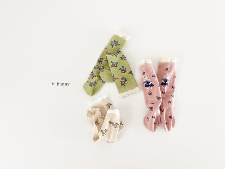 V Bunny - Korean Children Fashion - #childofig - Lace Flower Socks Set - 6