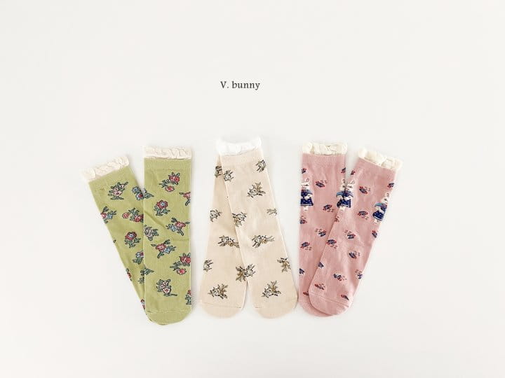 V Bunny - Korean Children Fashion - #childofig - Lace Flower Socks Set - 7