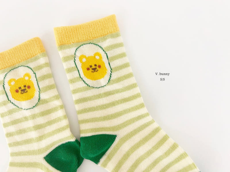 V Bunny - Korean Children Fashion - #designkidswear - Green Bear Socks Set - 5