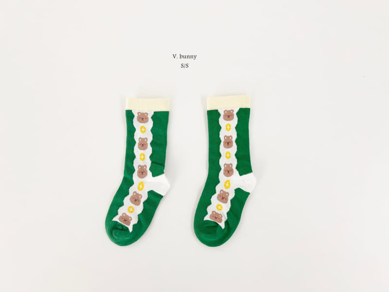 V Bunny - Korean Children Fashion - #fashionkids - Green Bear Socks Set - 7