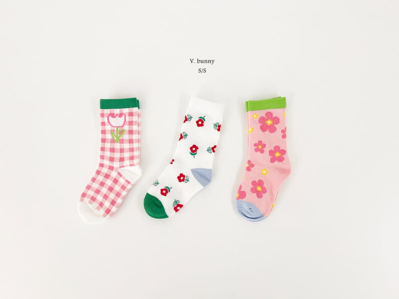 V Bunny - Korean Children Fashion - #kidsshorts - Check Tulip Socks Set - 9